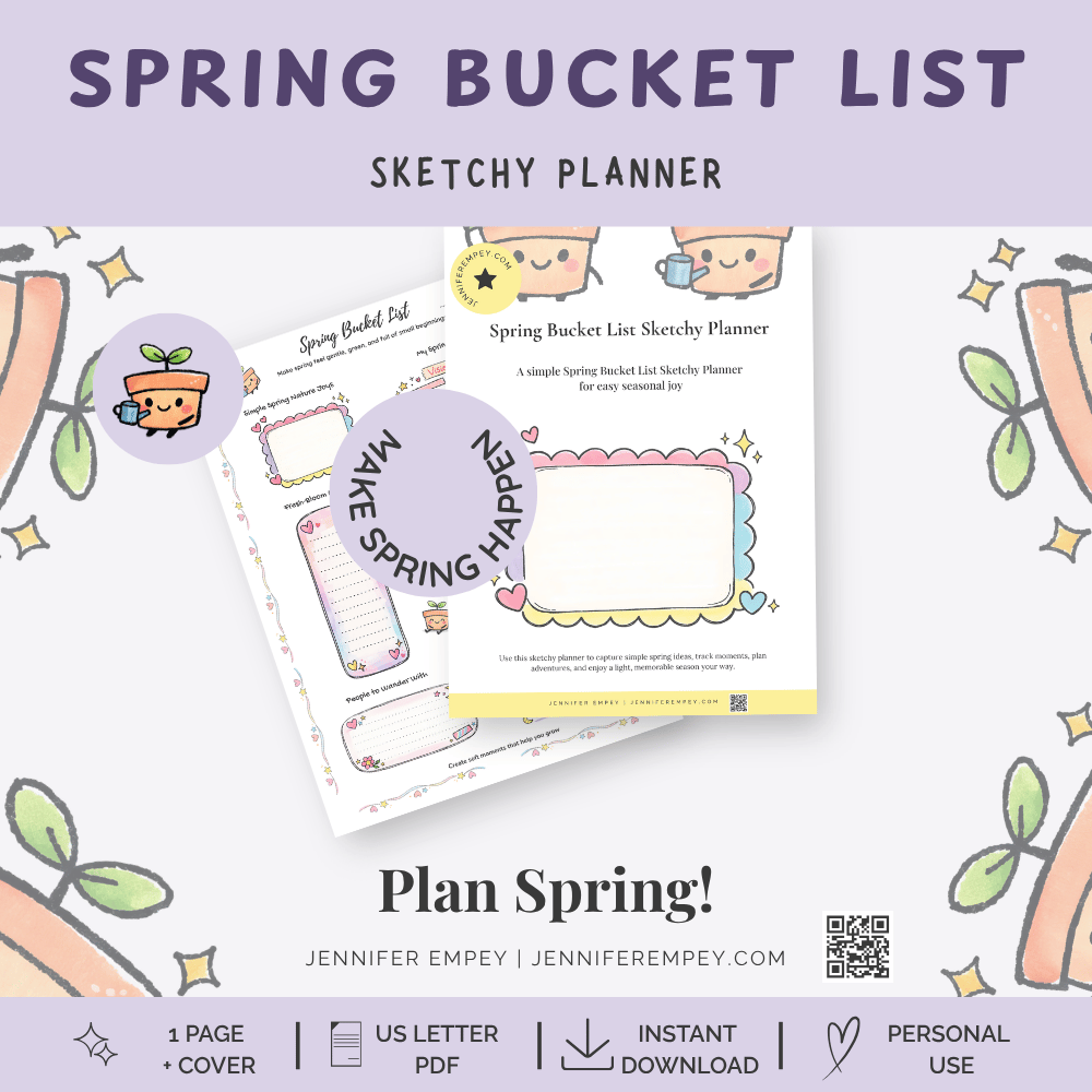 Spring Bucket List Sketchy Planner - Printable