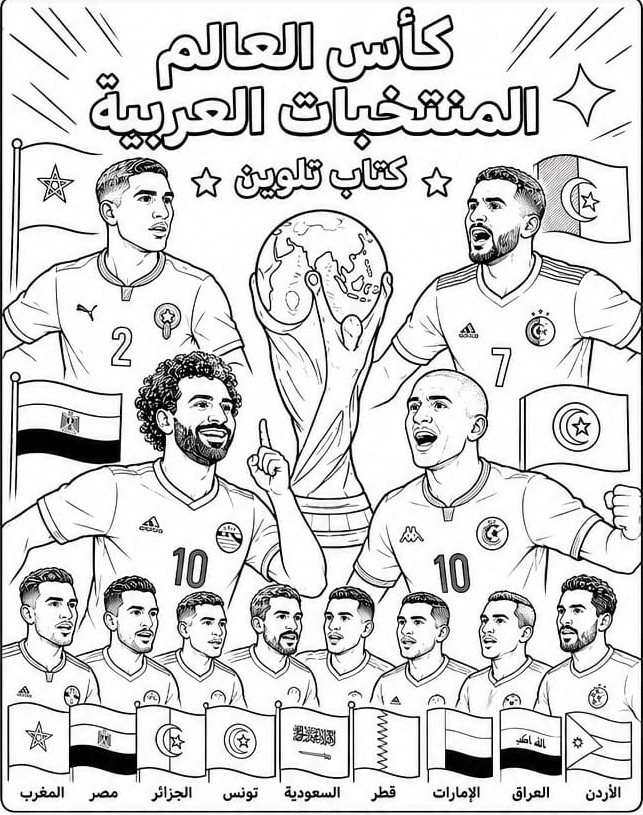 غلاف كتاب تلوين كأس العالم للمنتخبات العربية