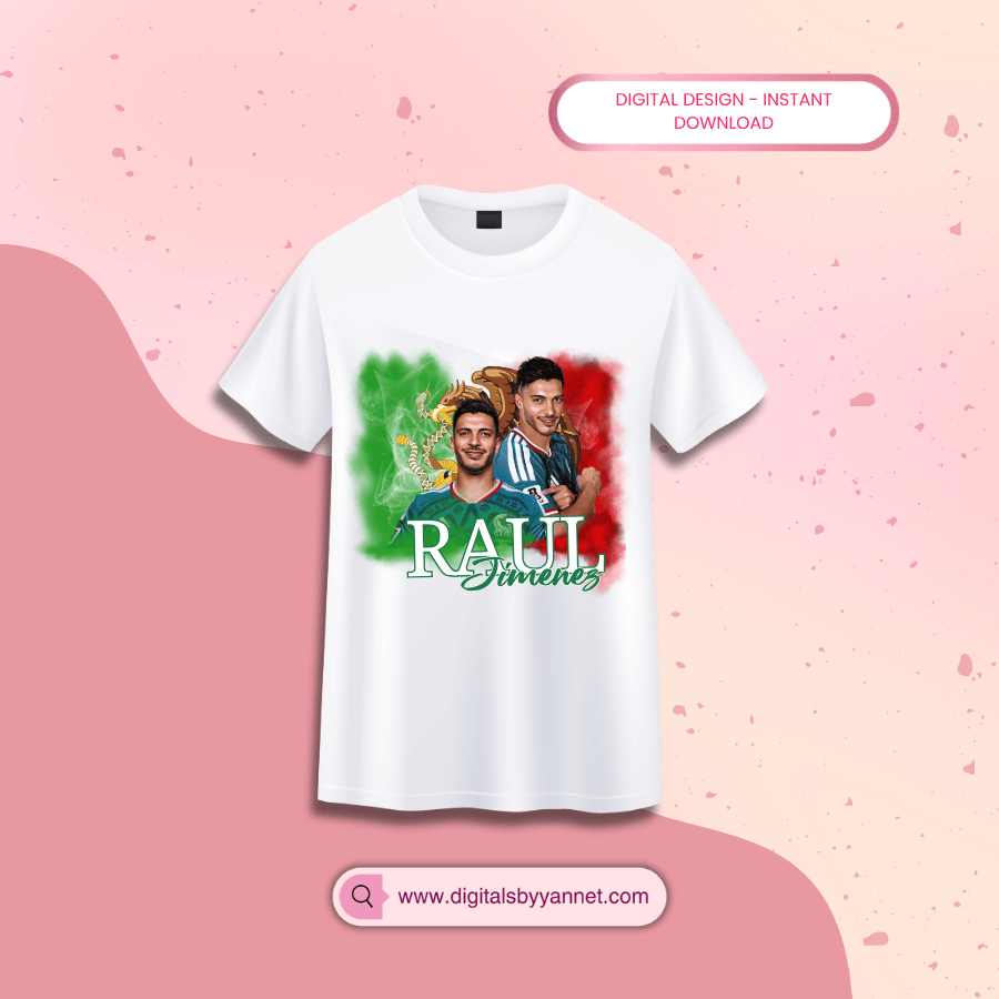 High-quality Mexico-inspired soccer graphic ready for t-shirts, mugs, tote bags, stickers, and DTF transfers. Perfect for game day collections.
