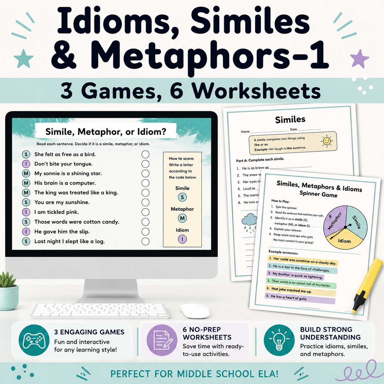 Figurative Language Worksheets & Games | Idioms, Similes & Metaphors