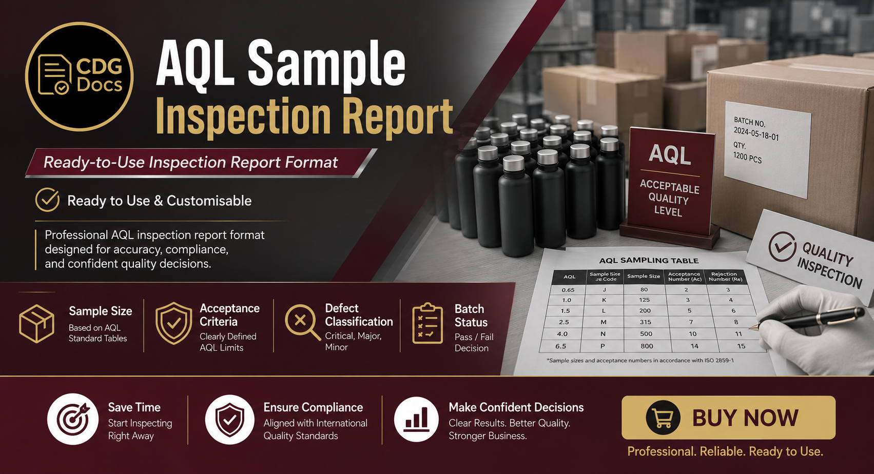 AQL Sample Inspection Report Template | Acceptable Quality Limit ...
