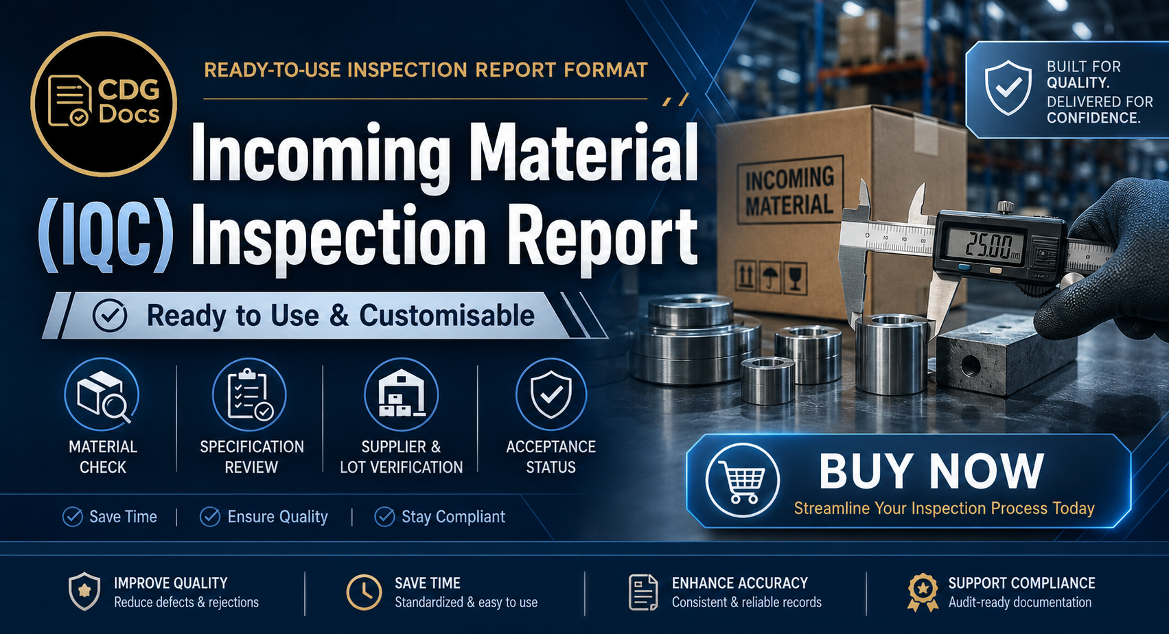 Incoming Material (IQC) Inspection Report Template | Incoming Goods ...