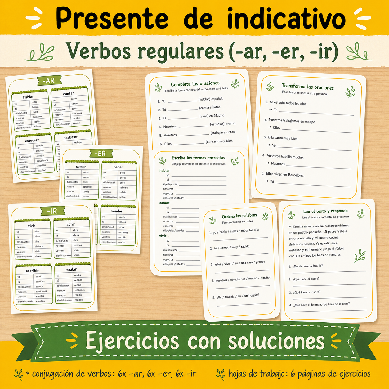 Presente de Indicativo: Verbos Regulares (-AR, -ER, -IR) | Ejercicios y Práctica