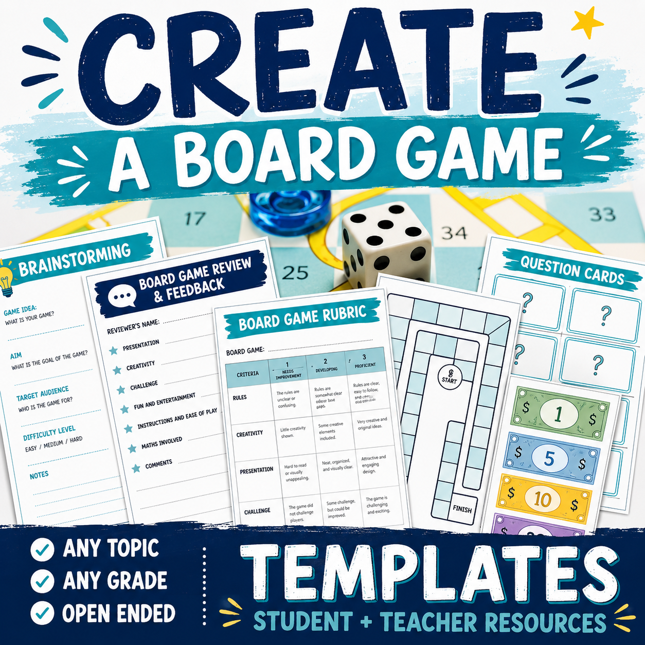 Create a Board Game Project | Project-Based Learning Unit with Templates & STEM Activities