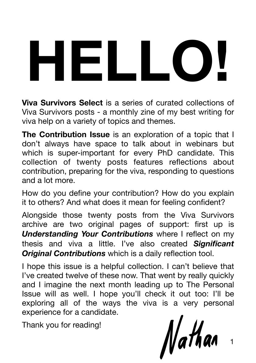 Page 1 of Viva Survivors Select 12. An introduction to the rest of the issue describing contents and original material.