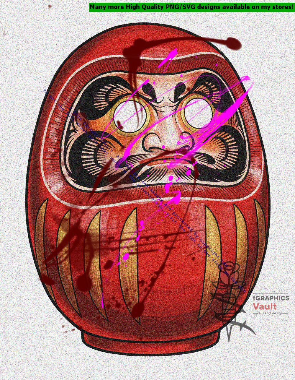 Traditional Japanese Daruma doll tattoo flash designs featuring irezumi-inspired artwork, symbolic good fortune motifs, and detailed reference illustrations.