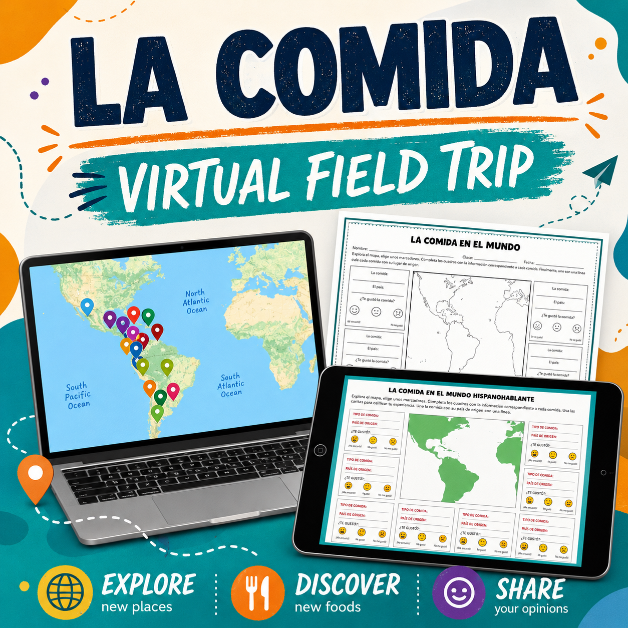 La Comida | Food in Spanish Vocabulary & Culture Activities with Virtual Field Trip