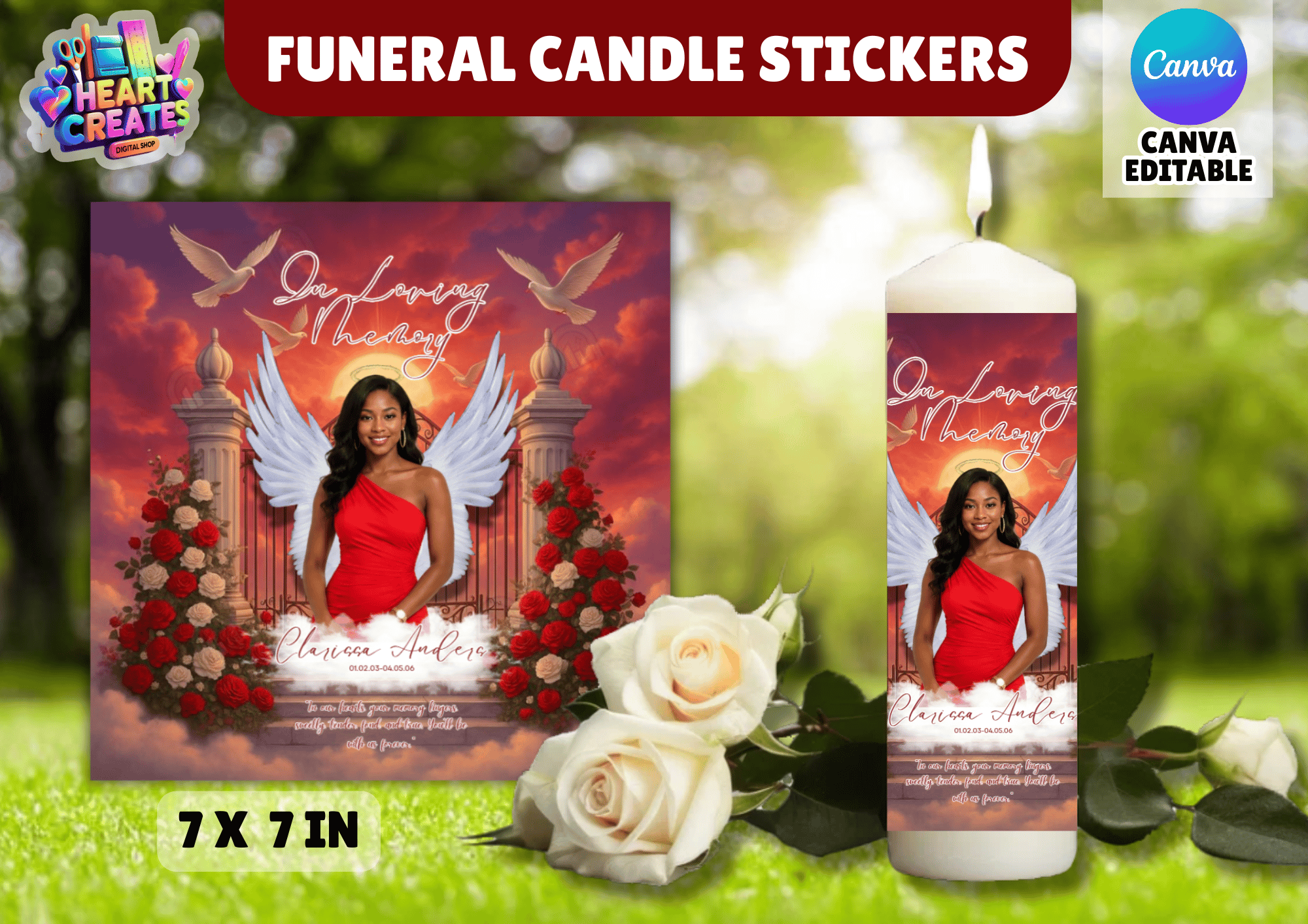 Funeral Sticker Cd R File FUNERAL CANDLE STICKER (RED) - Payhip