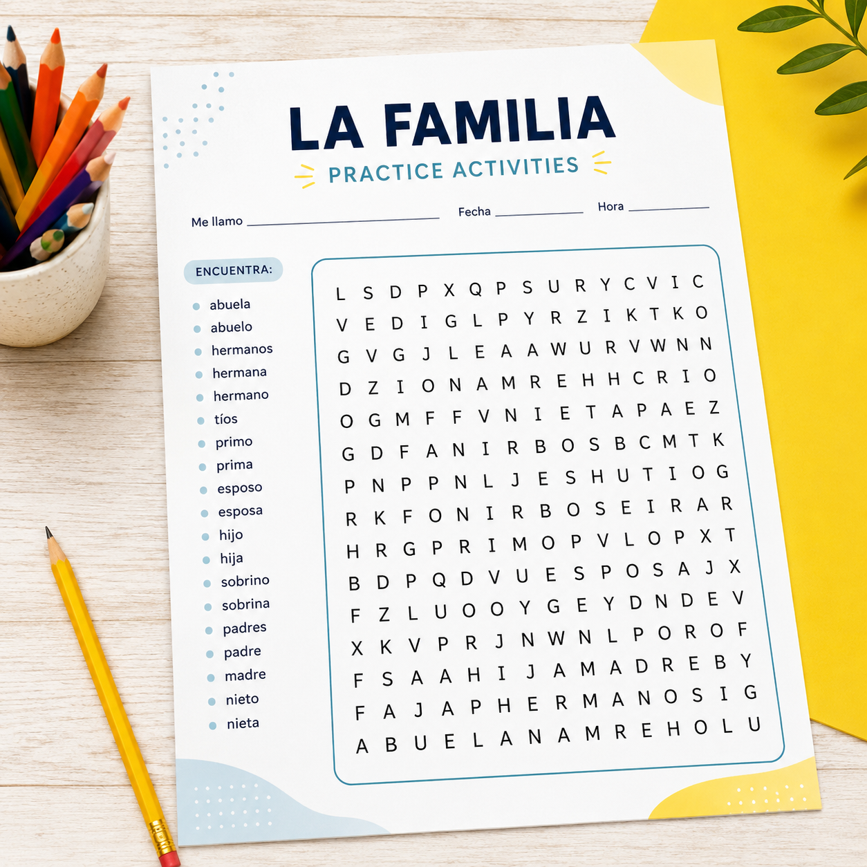 La Familia | Spanish Family Tree Worksheet (Mi Familia) & Sub Plans