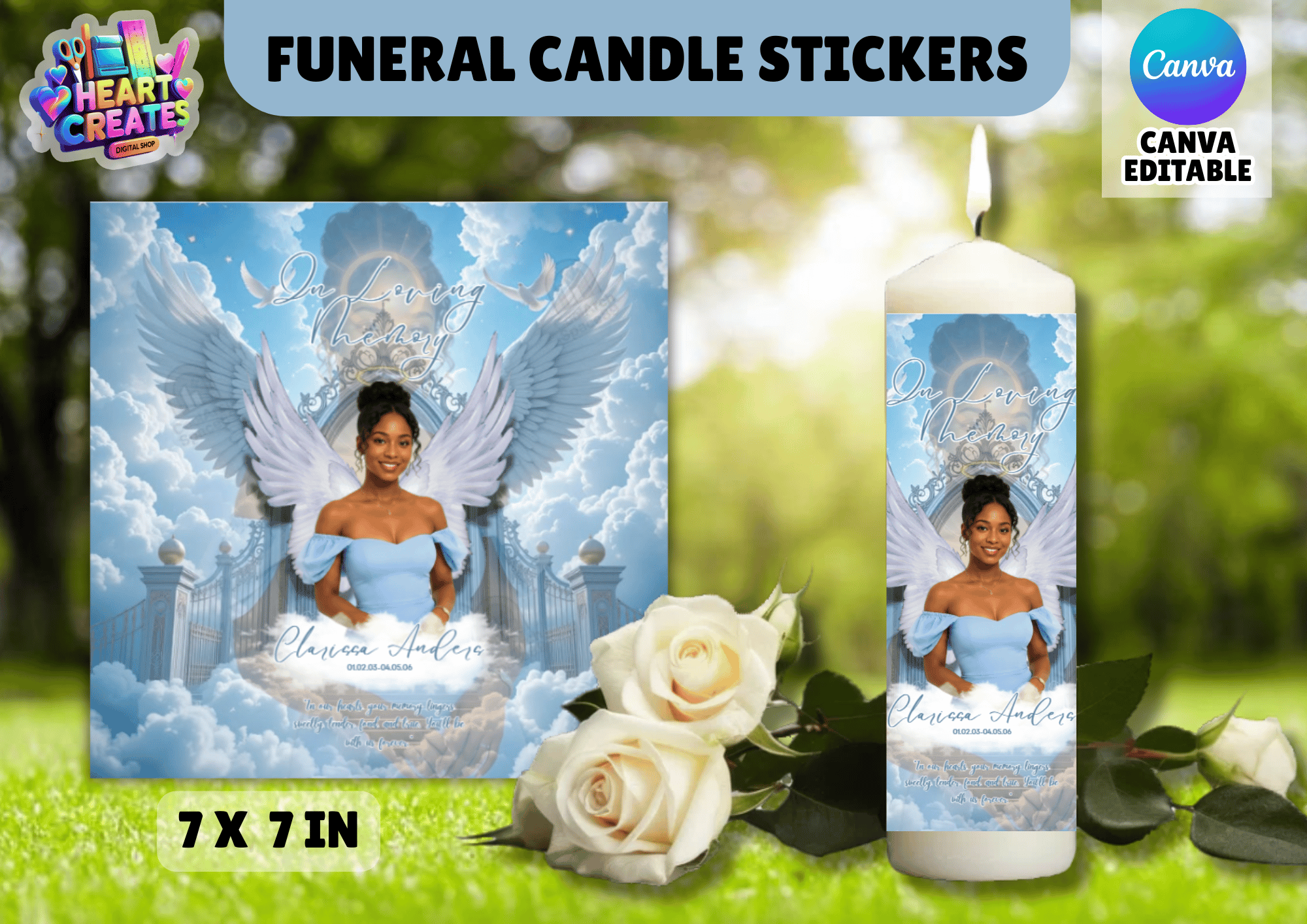Funeral Sticker Cd R File FUNERAL CANDLE STICKER (LIGHT BLUE) - Payhip