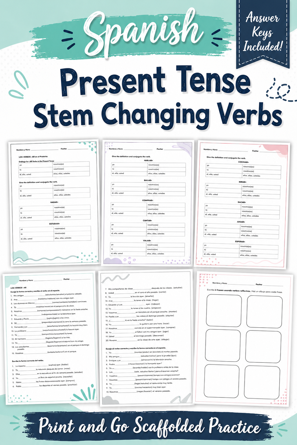 Spanish Stem-Changing Verbs | Conjugation Practice Worksheets