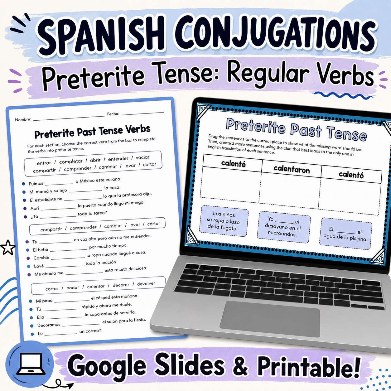 Preterite Past Tense Regular Verbs | Spanish 1–2 Conjugation Practice