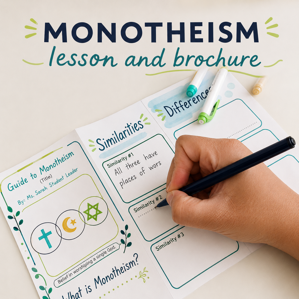 Monotheism Lesson & Brochure Activity | Christianity, Judaism & Islam
