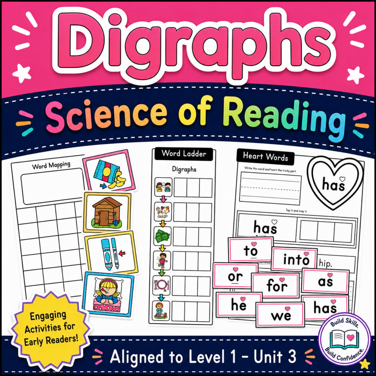 Science of Reading - Digraph Words - Phonics for Grade 1 - Level 1 Unit 3