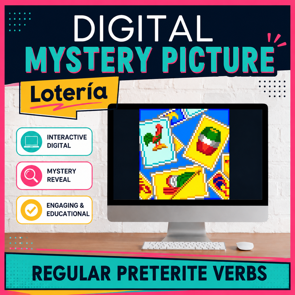 Regular Preterite Verbs Mystery Picture | Spanish Pixel Art Digital Activity