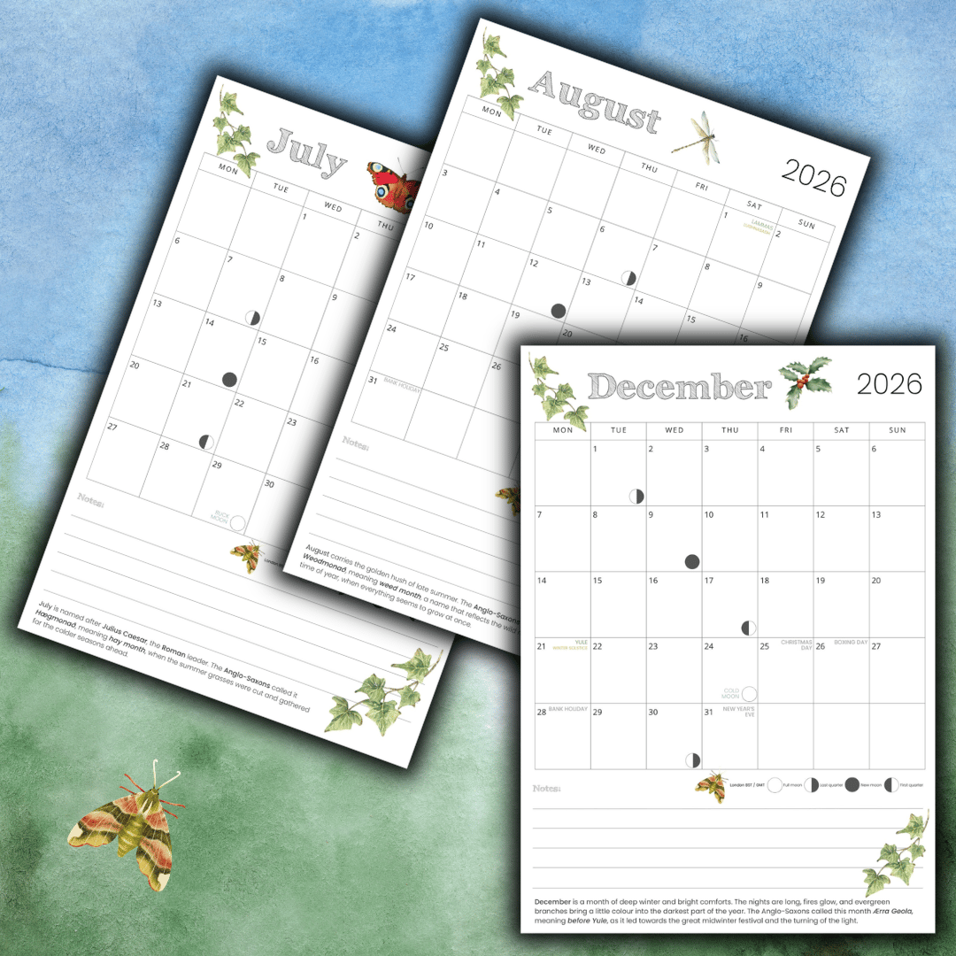 2026 seasonal calendar planner | July to December printable