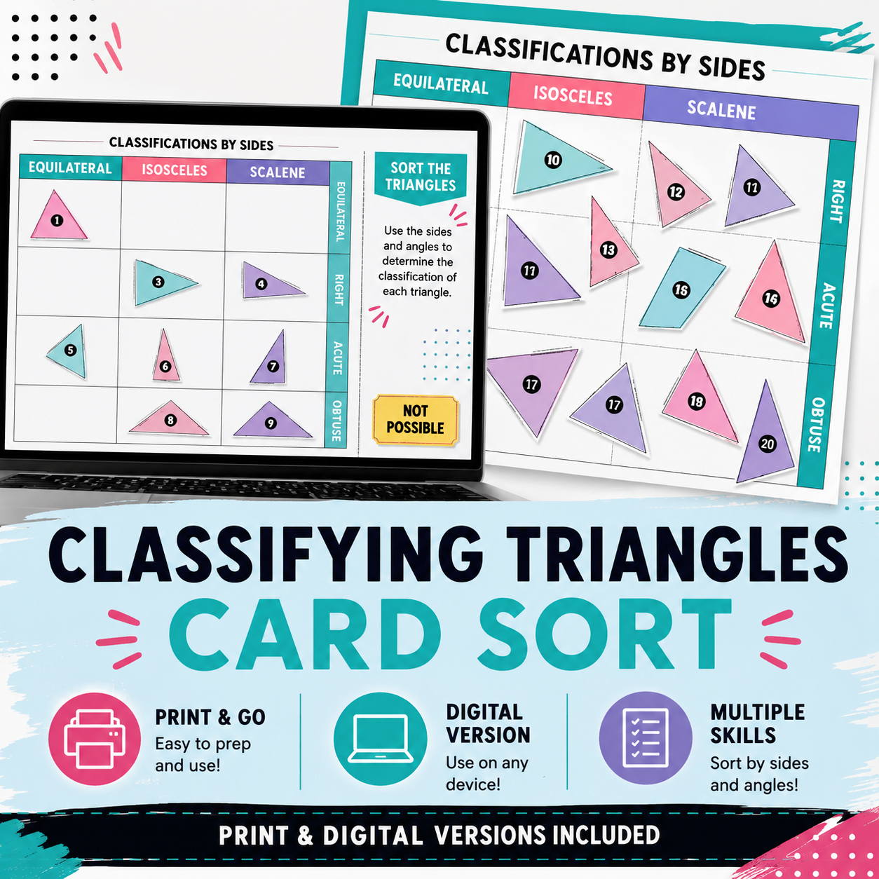 Classifying Triangles Card Sort Activity | PDF & Digital Geometry Practice