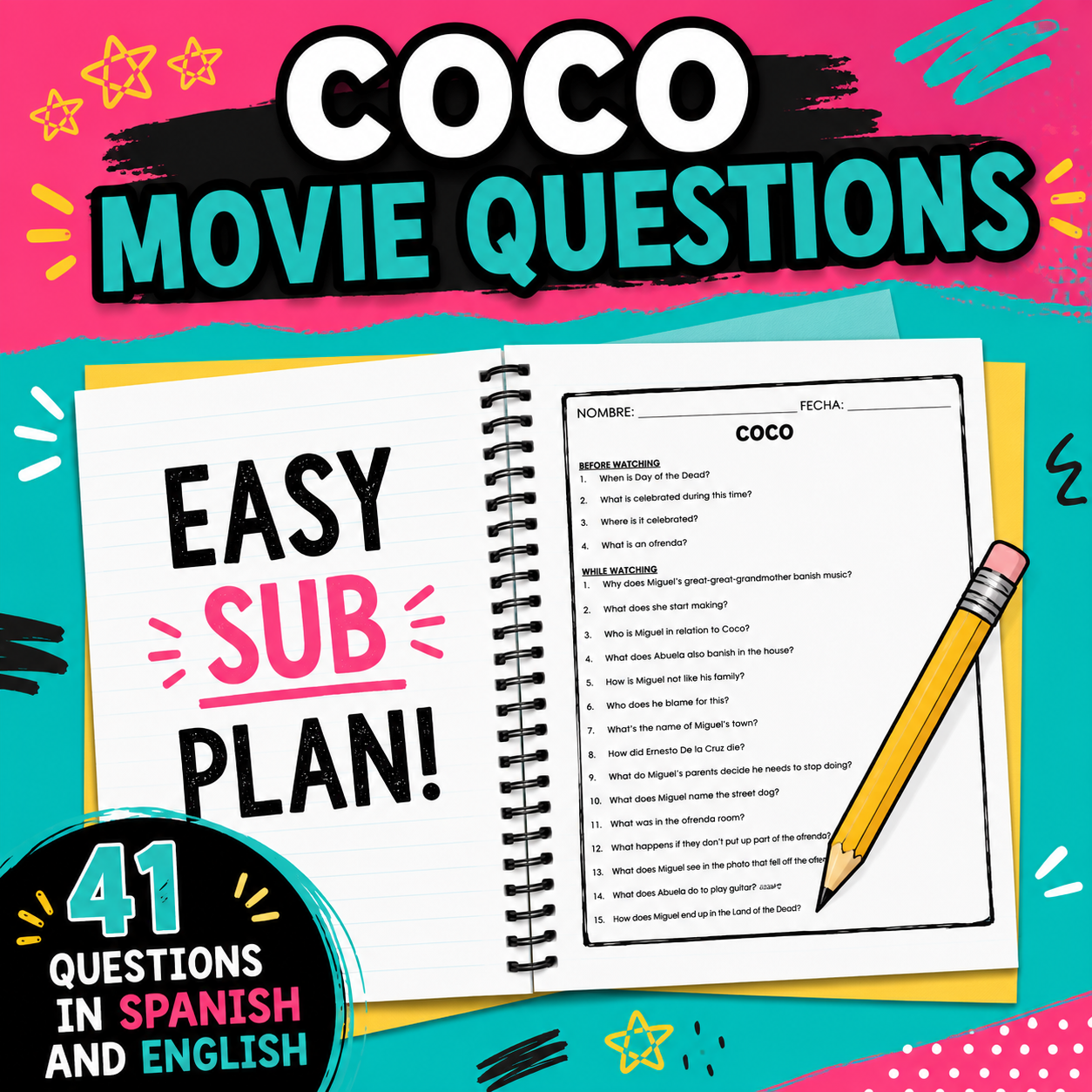Coco Movie Guide | Día de los Muertos Questions & Day of the Dead Worksheet