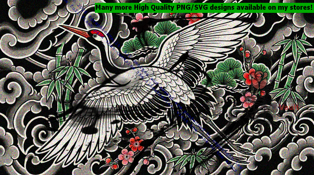 Irezumi-inspired crane artwork