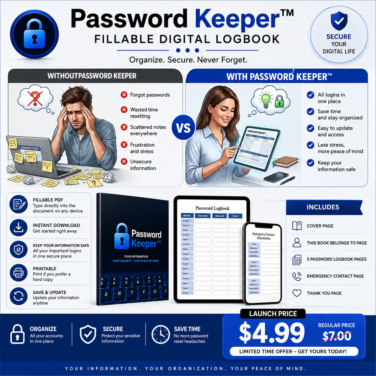 🔐 Password Keeper™ | Fillable Digital Logbook - Payhip