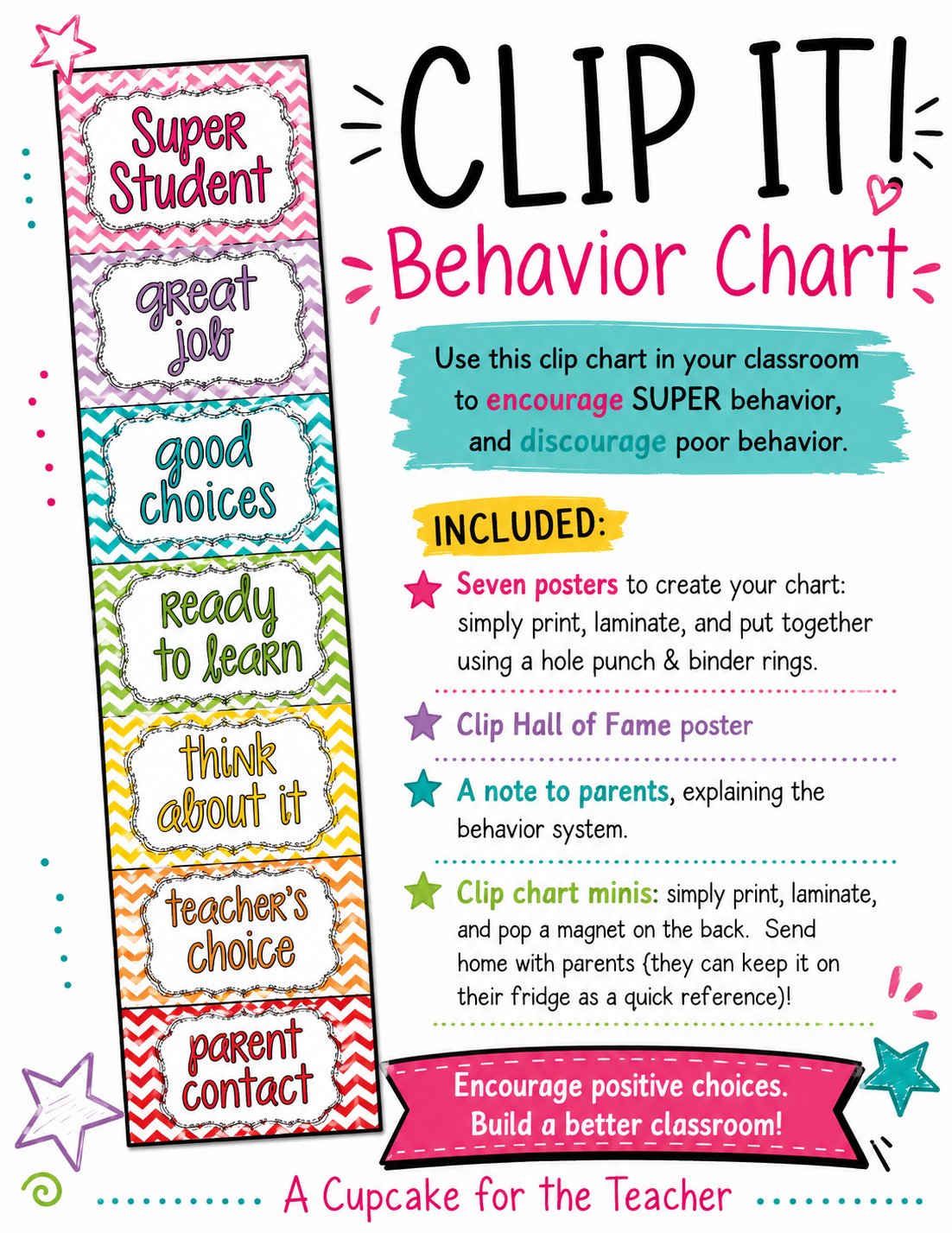 Clip It! Behavior Chart | Chevron Classroom Management System