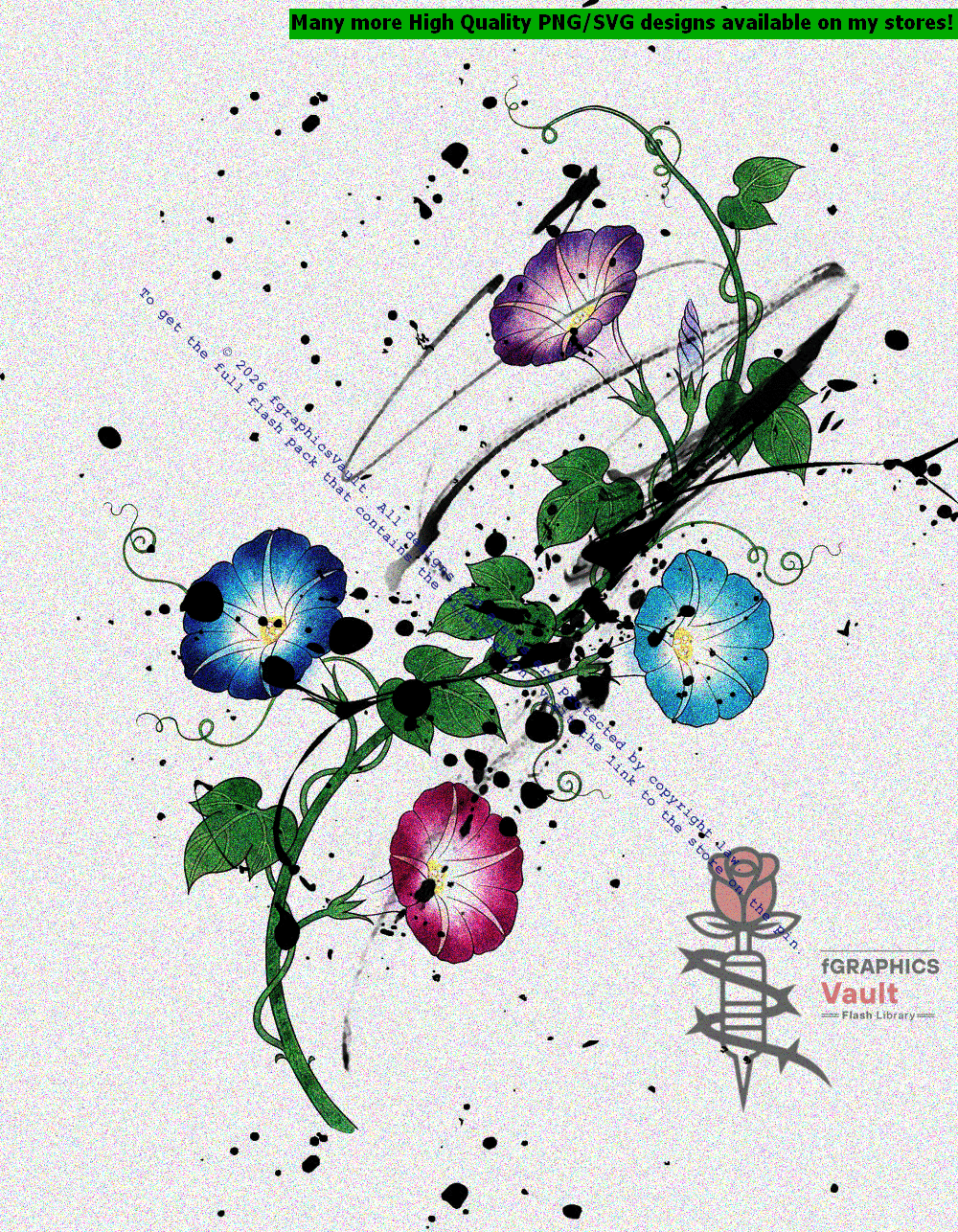 Morning Glory Vine Tattoo Design