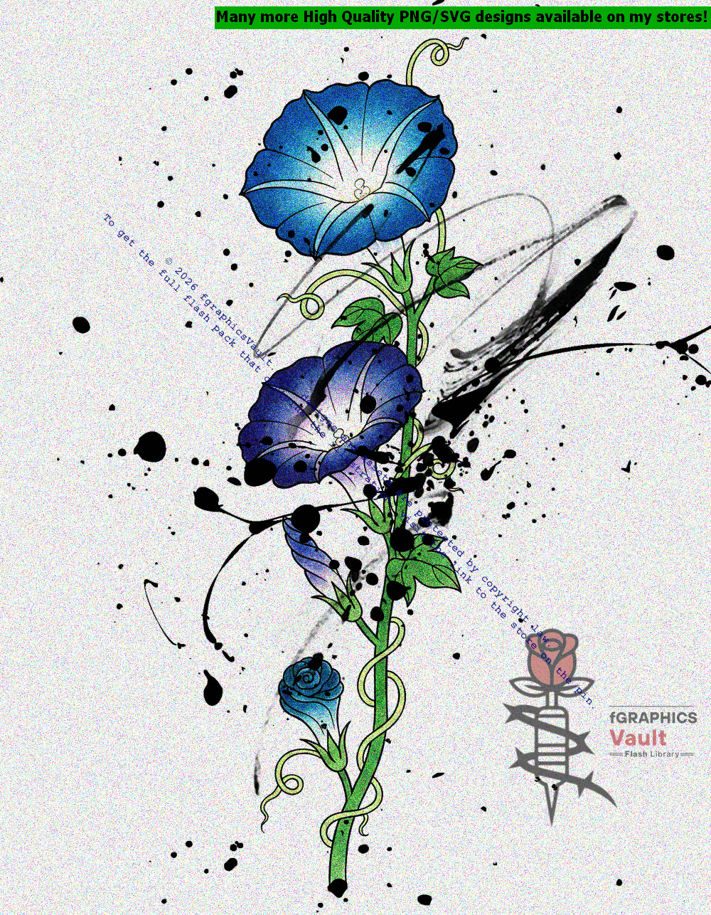 Japanese Summer Flower Illustration