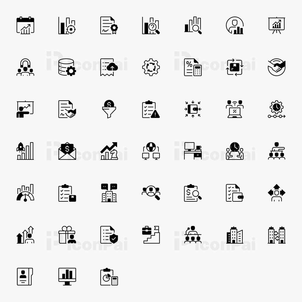 Corporate Operations & Enterprise Systems Icons – Half-Filled style preview of 50 enterprise workflow, cloud infrastructure, reporting, and business systems icons.