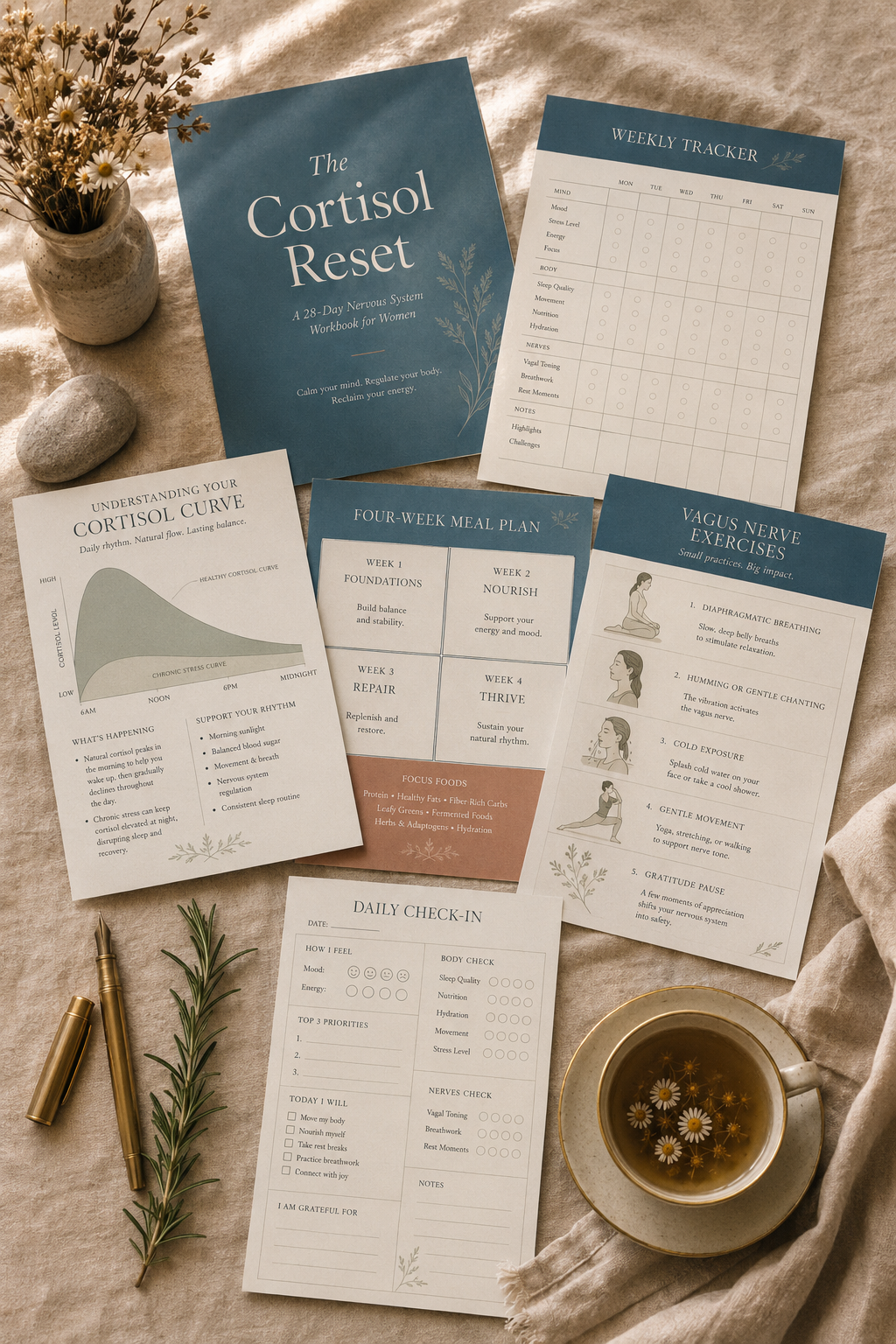 The Cortisol Reset | 28-Day Workbook for Tired, Wired & Burnt-Out Women