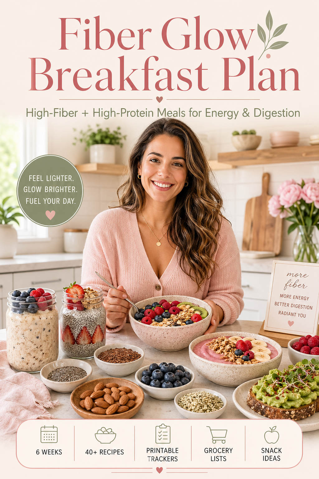 Fiber Glow — 6-Week High-Fiber, High-Protein Plan for All-Day Energy, Flat Belly & Glowing Skin