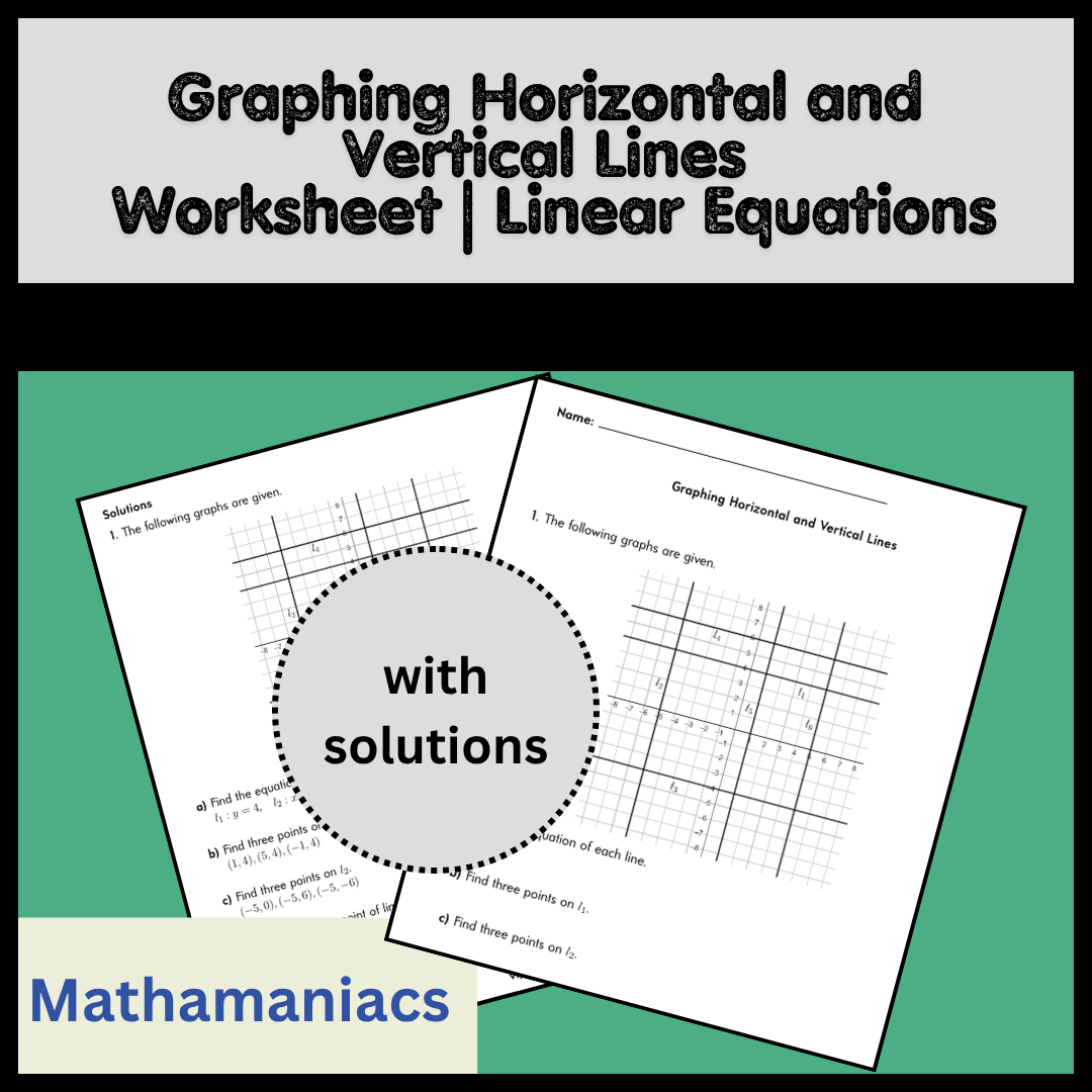 Graphing Horizontal and Vertical Lines Worksheet | Linear Equations