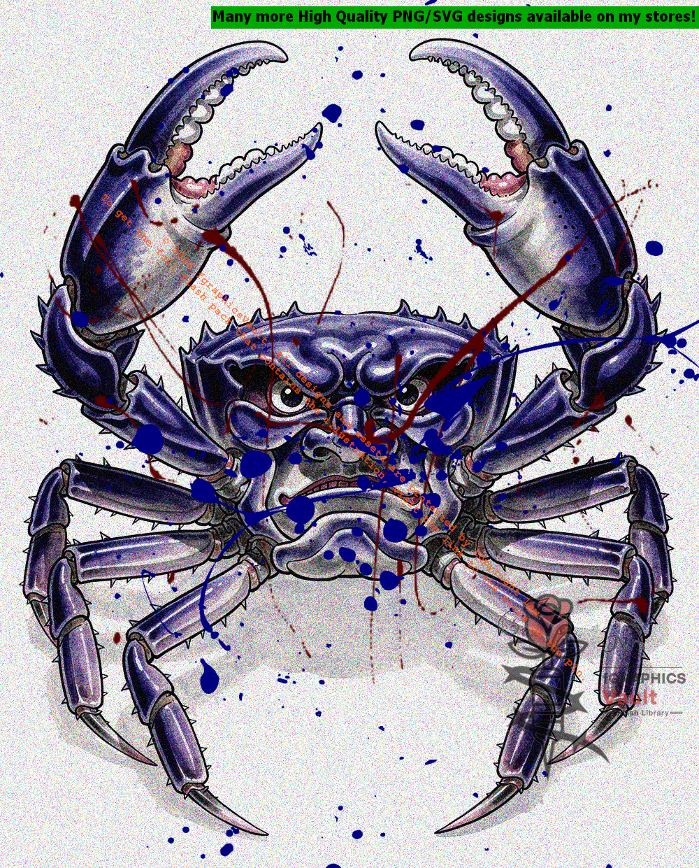 Warrior-faced Heikegani crab tattoo flash motif