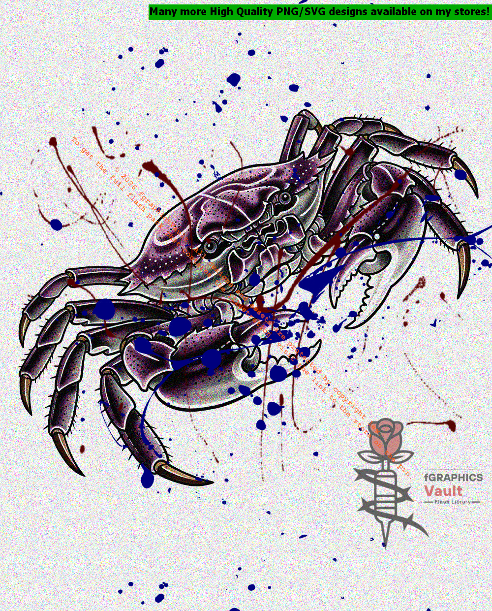 Samurai crab irezumi reference artwork inspired by Japanese folklore