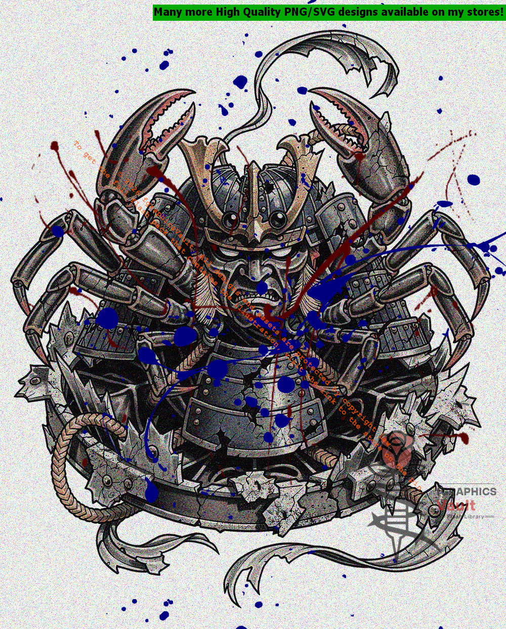 Traditional Japanese Heikegani crab illustration for tattoo artists