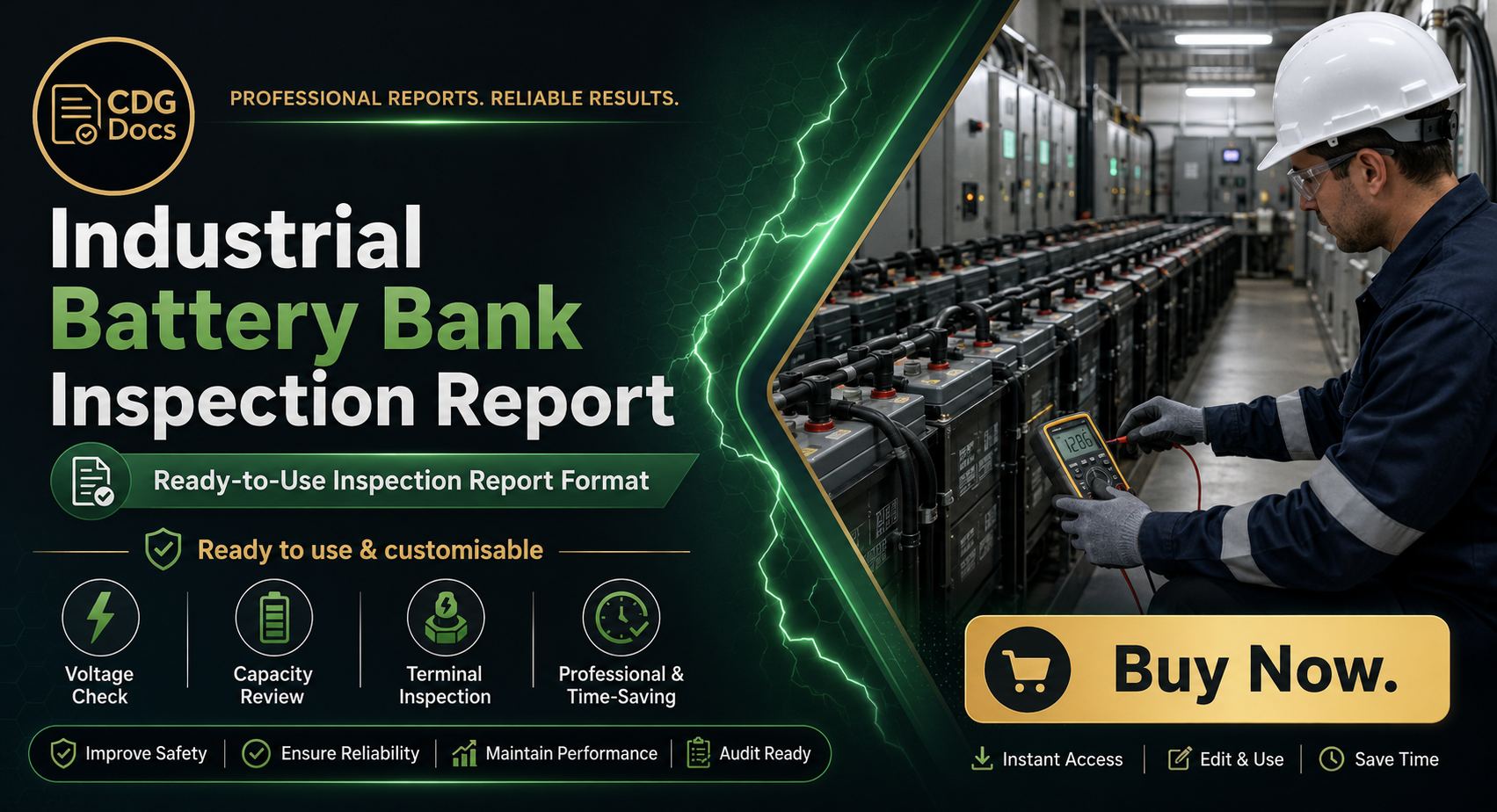Battery Bank Inspection Report Template | Industrial Energy Storage ...