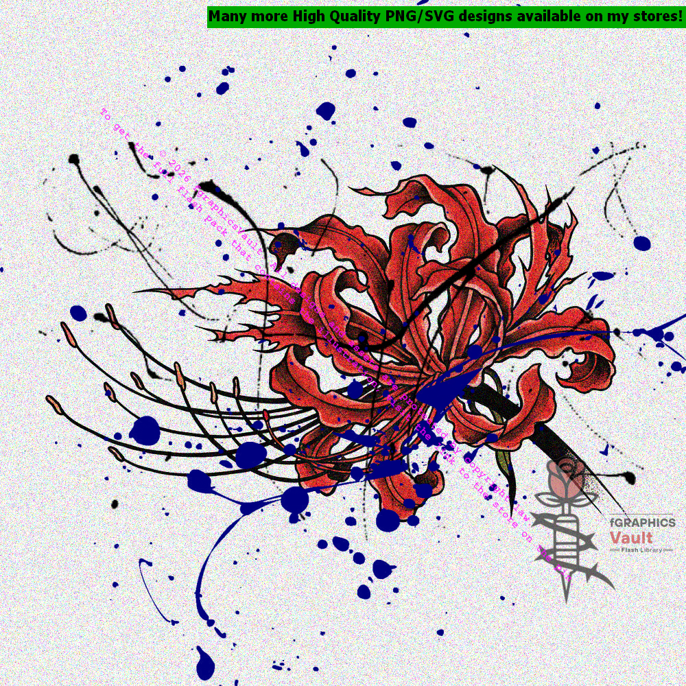 Professional tattoo reference artwork featuring Japanese spider lily flowers