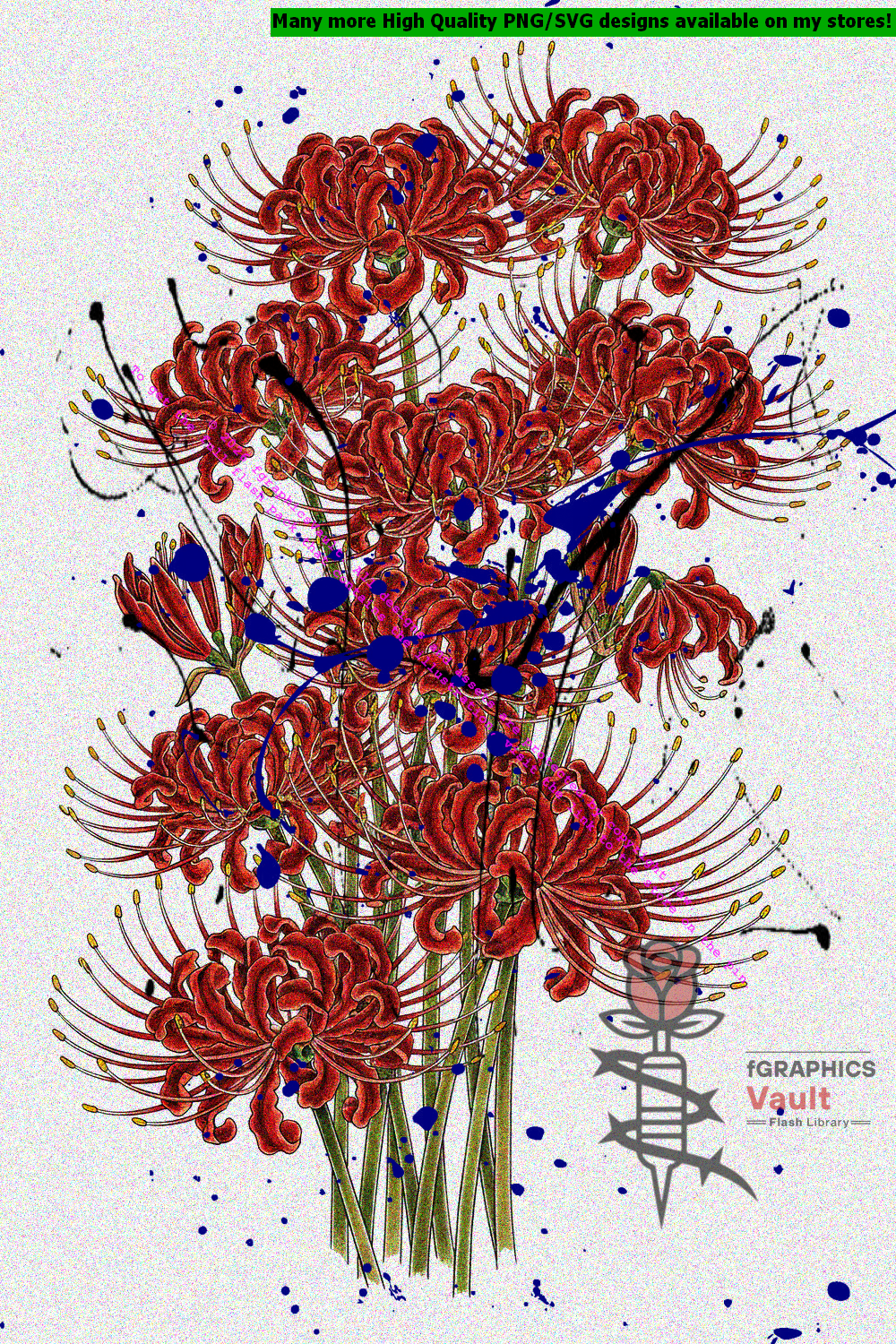 Detailed Red Spider Lily tattoo reference artwork inspired by traditional Japanese Irezumi