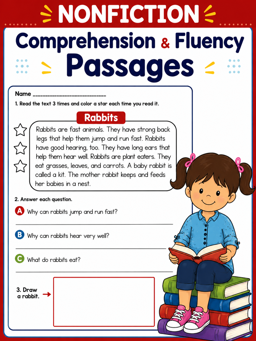 Nonfiction Reading Comprehension Passages with Questions | 1st & 2nd Grade Reading Practice