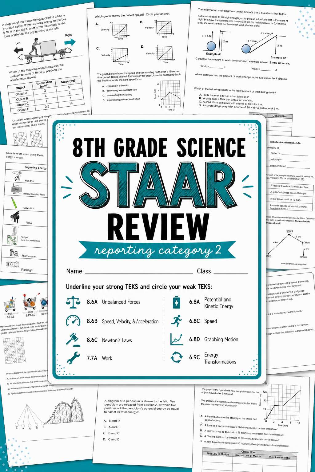 8th Grade Science STAAR Test Prep Review | Reporting Category 2: Force, Motion & Energy