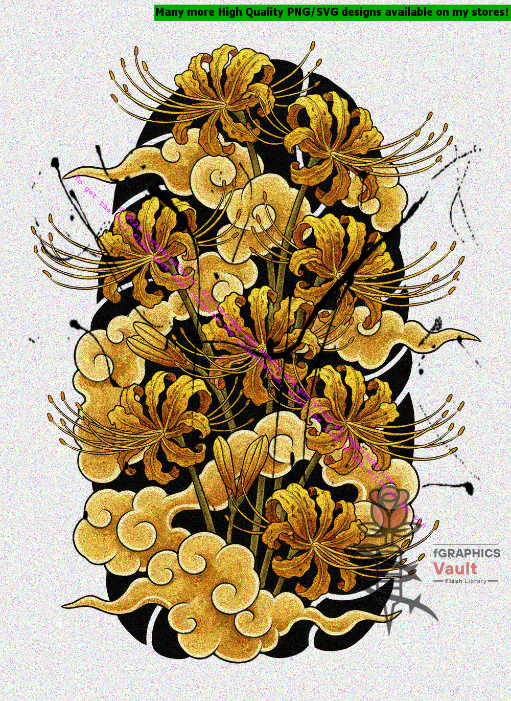 Detailed Red Spider Lily composition for tattoo reference