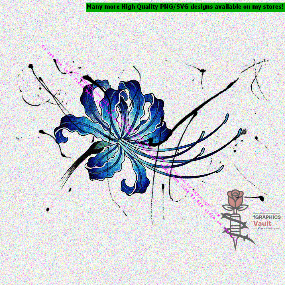 Japanese flower reference artwork with flowing floral composition