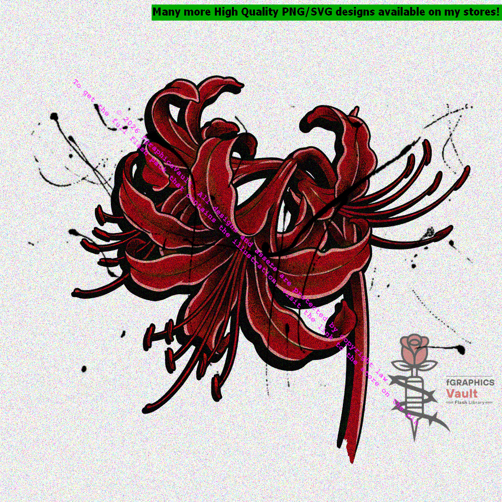 Traditional Higanbana flower artwork inspired by Japanese tattoo design