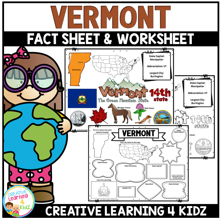Vermont State Fact Sheet & Worksheet – Printable U.S. Geography & State ...