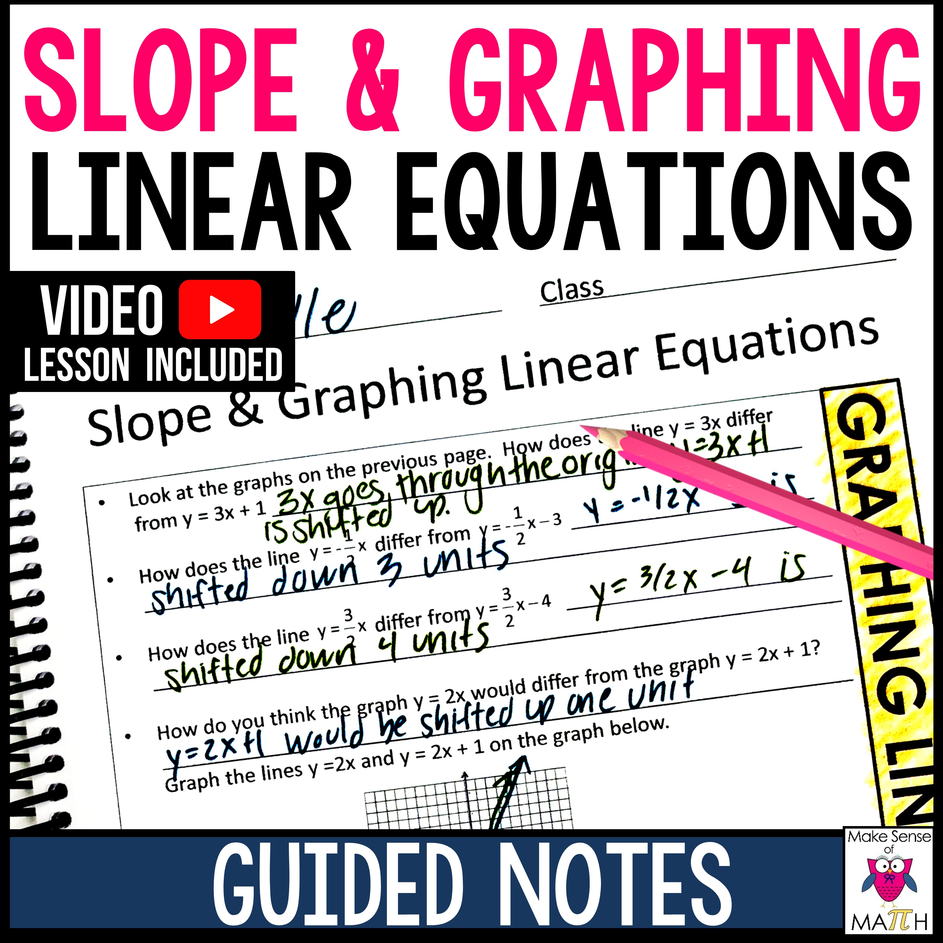 Graphing Linear Equations Guided Notes - Graphing & Slope