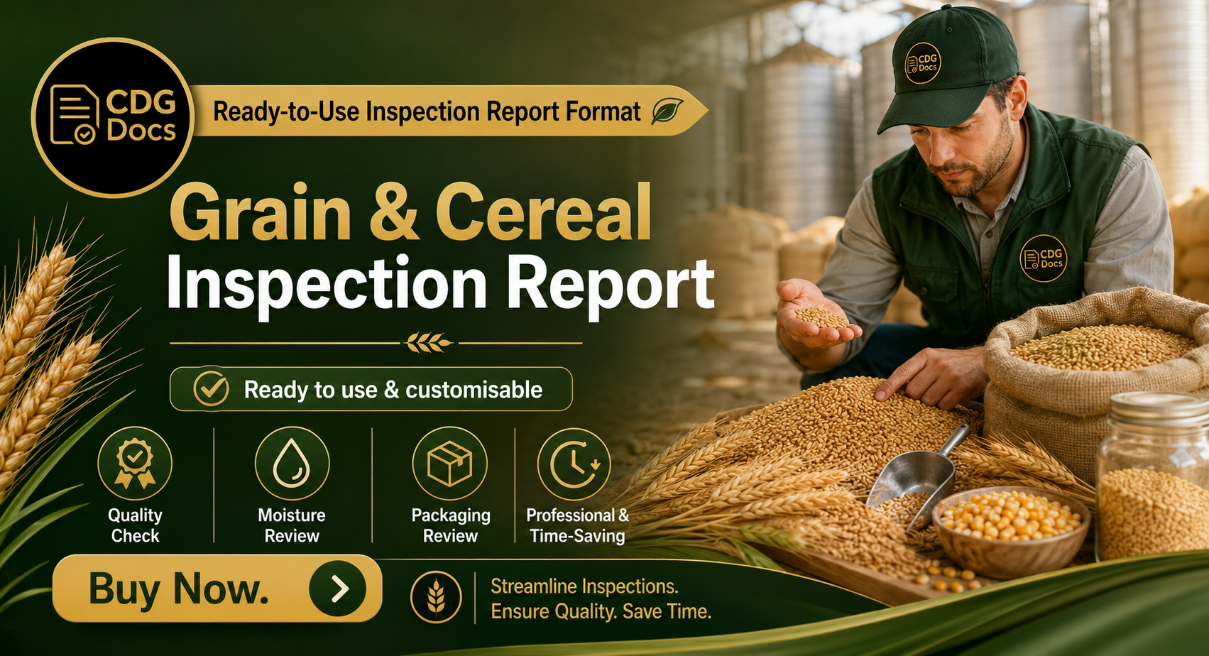 Grain Inspection Report Template | Wheat Rice Corn Quality Grading ...