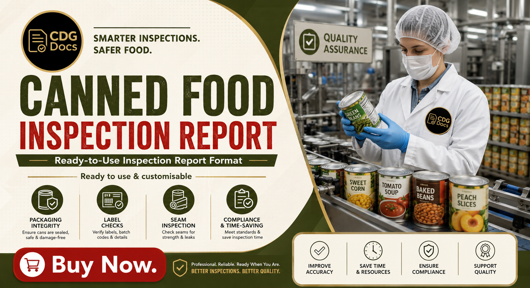 Canned Food Inspection Report Template | Cannery Quality Defect ...