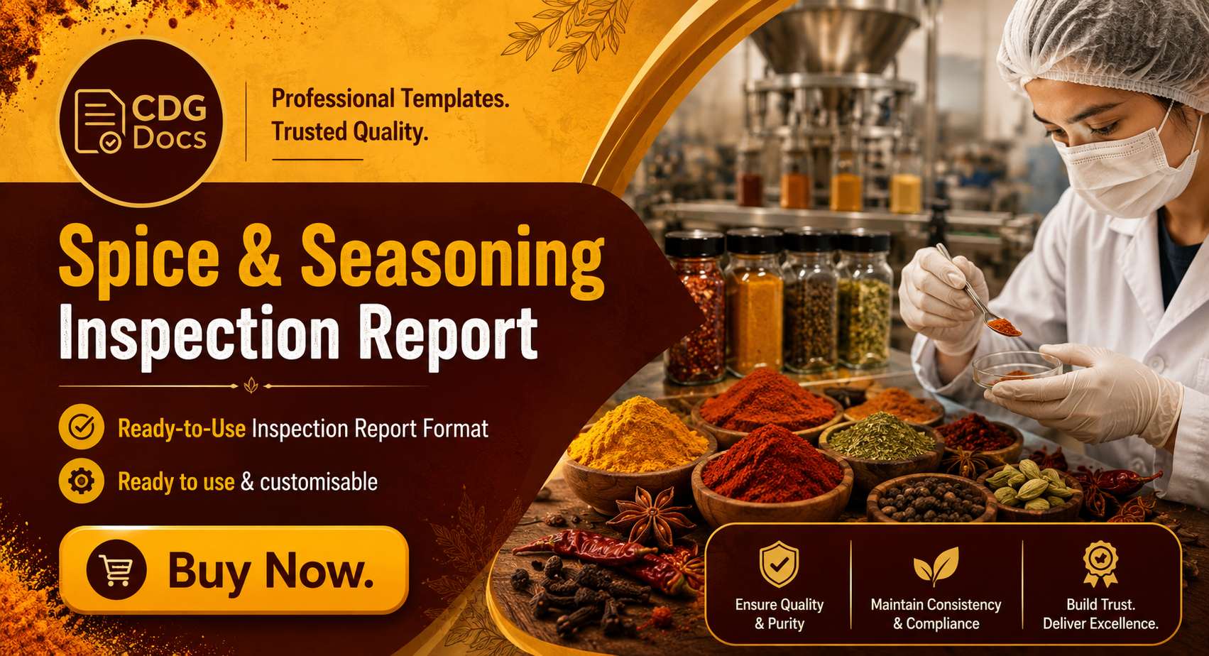 Spice Inspection Spice Seasoning Inspection Report Template | Powdered Spice Quality ...