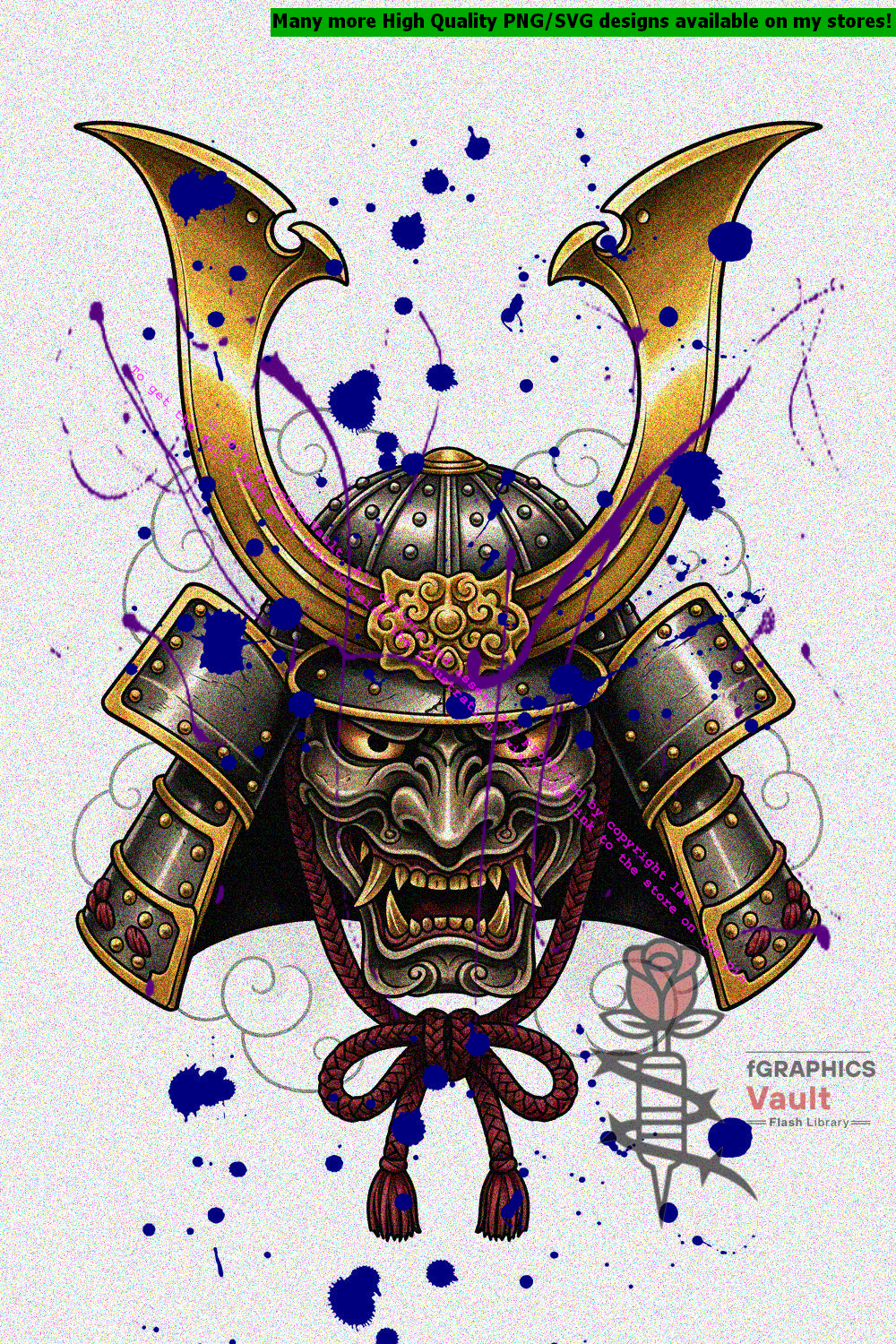 Traditional Japanese armor helmet tattoo artwork for custom irezumi projects