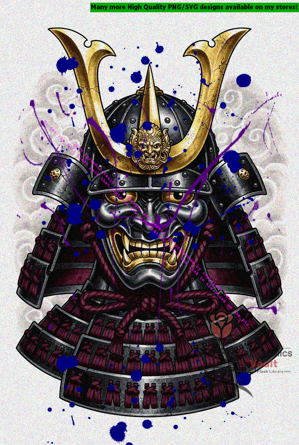 Detailed kabuto armor tattoo flash featuring layered feudal Japanese plating