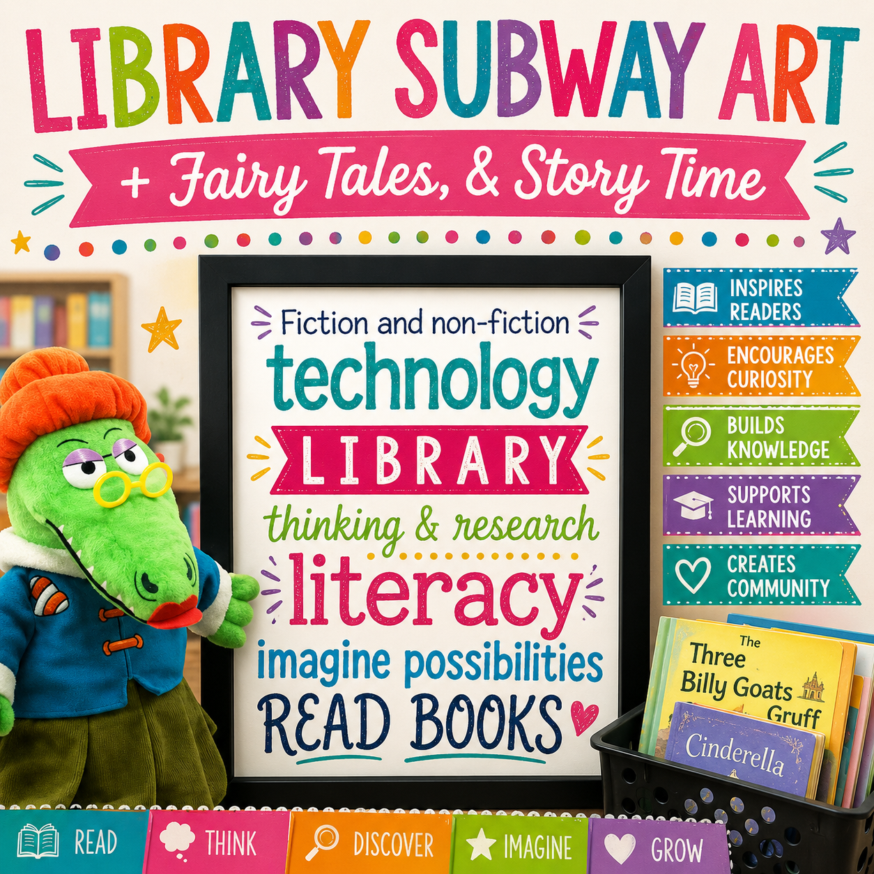 Library Signs for Story Time & Fairy Tales | Classroom and Library Decor Pack
